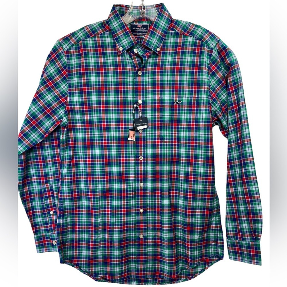 Vineyard Vines Mens Sz Medium SlimFit Multicolored Plaid Flannel Shirt (P6) NWTs